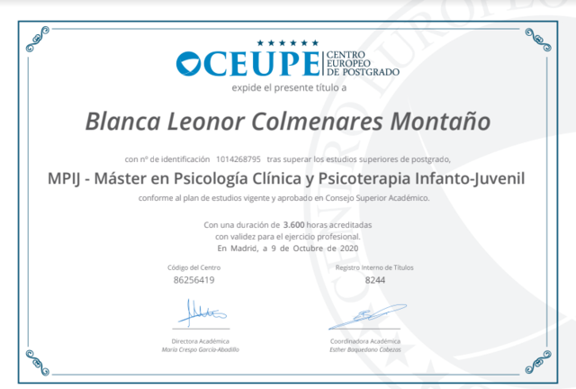 Maestría Psicoterapia infanto Juvenil - Centro Europeo de Postgrados