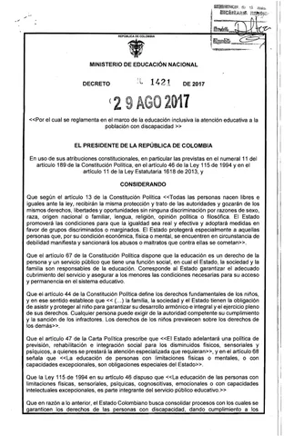 Decreto 1421 de 2017