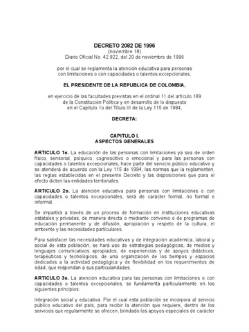 Decreto 2082 de 1996