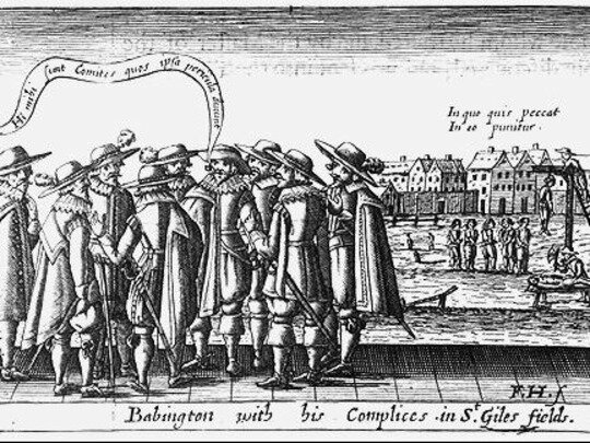 Anthony Babington and other catholic lords plot to kill Elizabeth and put Mary Stuart on the throne