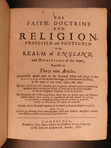 The 39 articles of faith doctrine