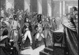 Napoleón da el golpe de Estado del 18 de brumario y acaba con el Directorio.