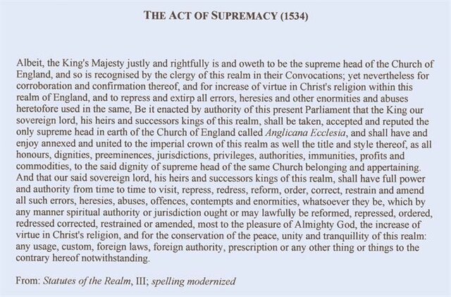 1st Act of Supremacy - 1534