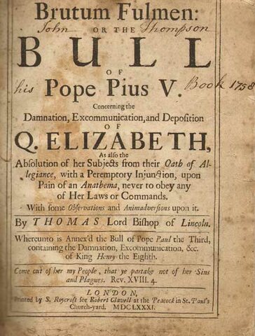 The pope excommunicate Elizabeth I