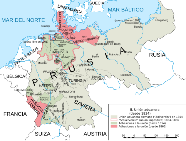 Creación de la unión aduanera "Zollwerein".