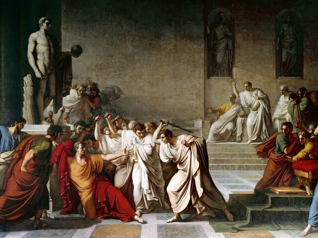 julius Caesar is assassinated on the Ides of March by Marcus Brutus