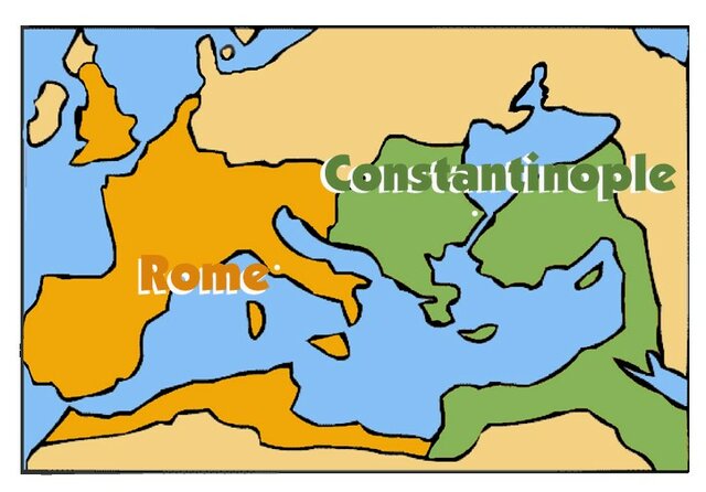 Rome splits into two empires.