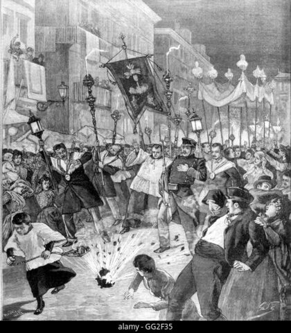 Bomba contra la processió de Corpus a Barcelona.