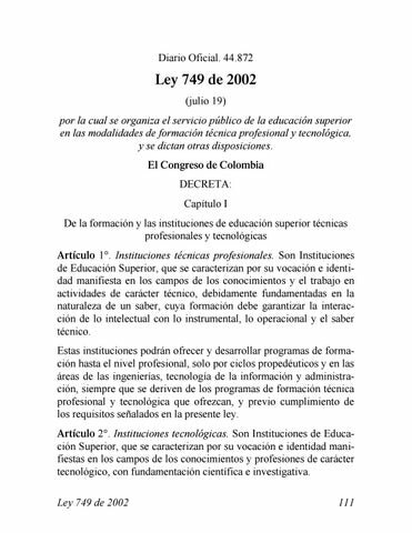 Ley 749 de 2002