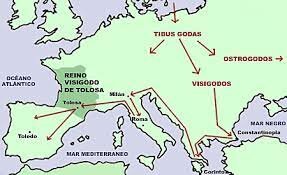 Saquegen la ciutat de Roma i s'instalen al sud de Gàlia i formen el regne de Tolosa