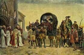 Carlos I abdica en su hijo Felipe y en su hermano Fernando. Se retira al monasterio de Yuste, donde muere 1558.