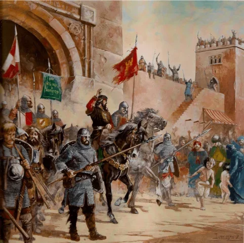 Los seguidores del Cid salen de Valencia y los musulmanes africanos ocupan la península hasta Zaragoza.