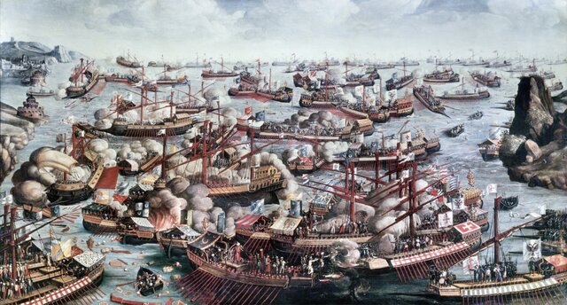 The Holy League defeats the Turks in Lepanto