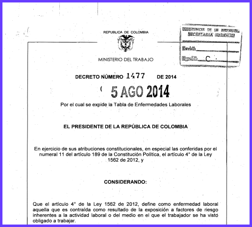 Nueva tabla de enfermedades laborales