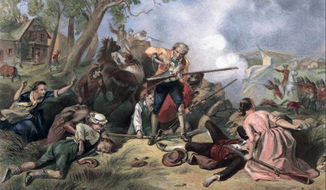 Primer choque entre las milicias americanas y el ejército británico a Lexington