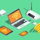 Wireless technology electronic devices isometric