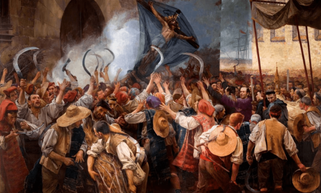 Levantamientos en Cataluña, (Corpus de Sangre), comienza la guerra de Cataluña Rebelión en Portugal