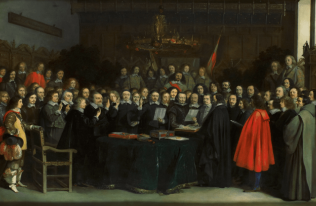 Se firma el Tratado de Westfalia, independencia de las Provincias Unidas de los Países Bajos. España conserva Flandes