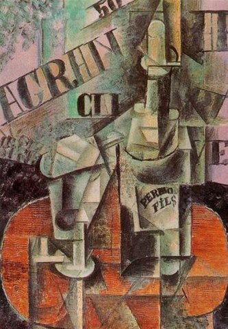 PICASSO Natura morta con bottiglia di Pernod 1912
