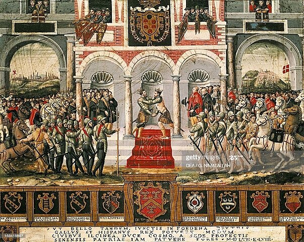 Guerra hispano-francesa, con victorias de España. Paz de Cateau-Cambrésis