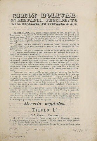 Decreto orgánico de la dictadura de Bolivar