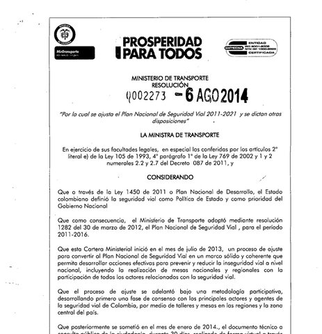 Resolución 2273 de 2014