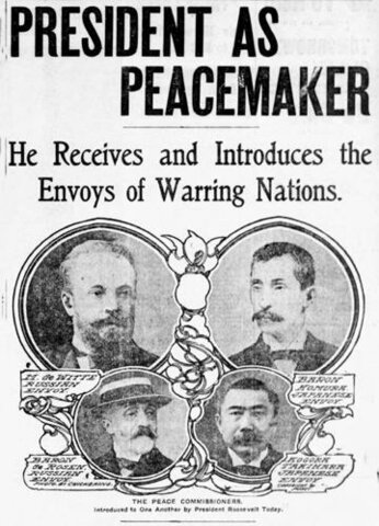 Roosevelt creating peace between Russian and Japan