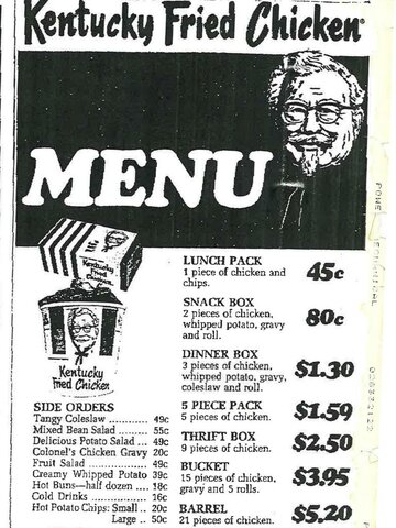 KFC Australian Menu