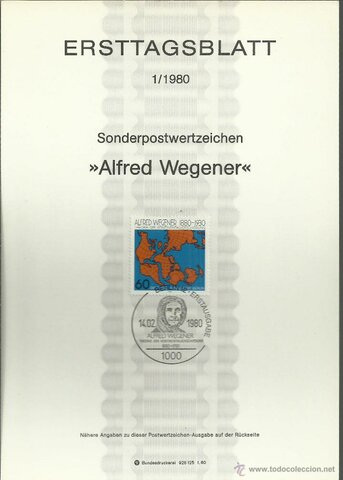 Pública por primera vez sus ideas sobre la deriva continental.