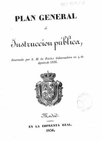 Plan General de Instrucción Pública. (Plan del duque de Rivas).