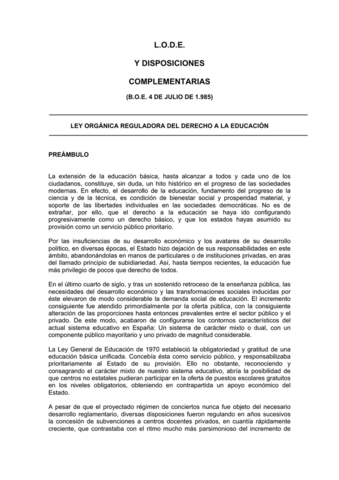 Ley Orgánica reguladora del Derecho a la Educación (LODE)