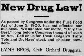 Passage of Pure Food and Drug Act