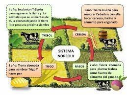 Lord Townshend introduce el Sistema Norfolk en la agricultura.