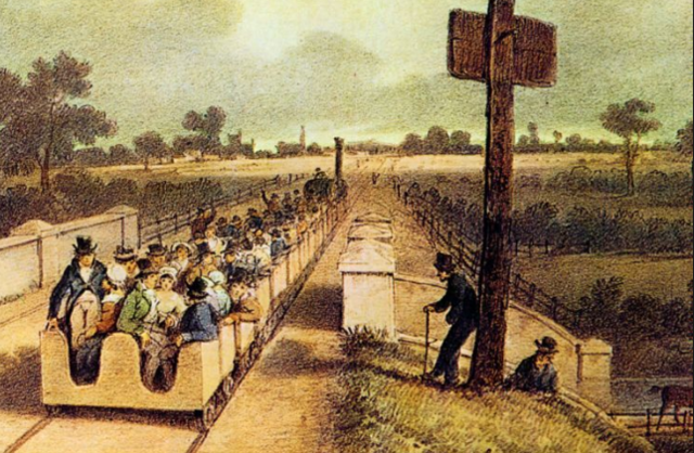 1a línea de ferrocarril de pasajeros entre Manchester y Liverpool