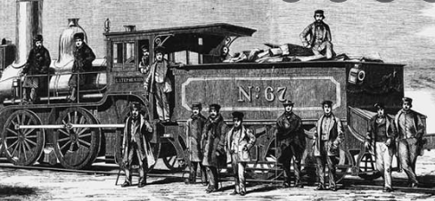 Locomotora de George y Robert Stephenson para el traslado de mercancías.