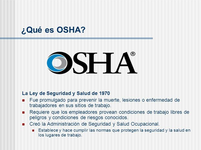 La Ley de Seguridad e Higiene Ocupacional en EEUU