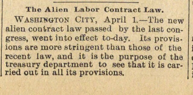 Alien Contract Labor Law