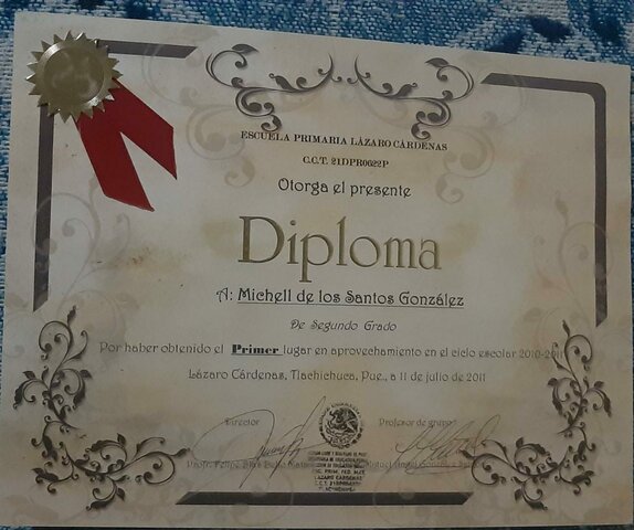 Segundo diploma de primer lugar en la primaria