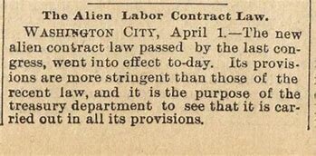 ALIEN CONTRACT LABOR LAW