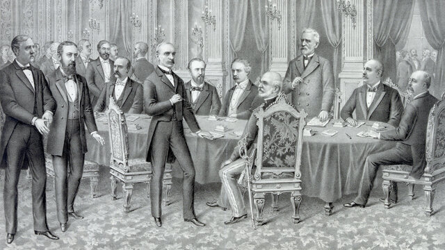 Signing of the peace treaty between Great Britain and the United States of America