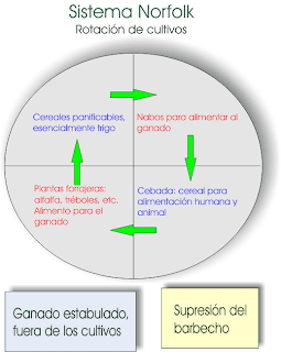 Lord Townshend introduce el Sistema Norfolk en la Agricultura