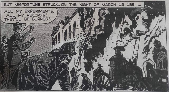 Se incendia su empresa y se quema todo. Se construye nuevamente otro laboratorio