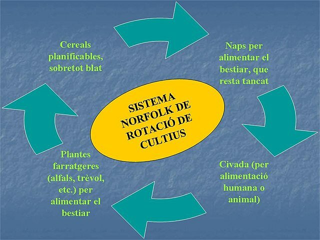 Lord Townshend introduce el Sistema Norfolk en la agricultura.