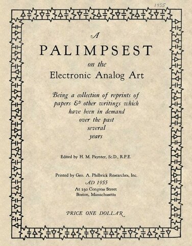 A Palimpsest on the Electronic Analog Art