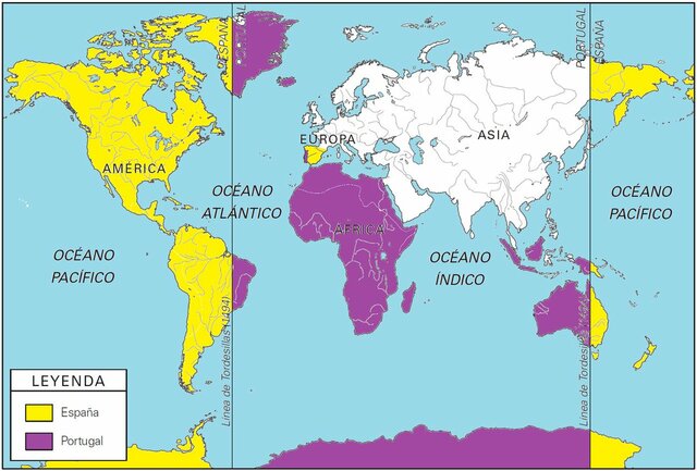Spain and Portugal sign the Treaty of Tordesillas