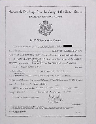 Charles D. Turner is Honorably Discharge from the Enlisted Reserved Corps