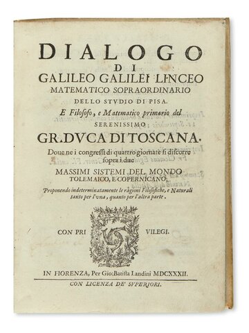 GALILEO PUBBLICA IL "DIALOGO SOPRA I MASSIMI SISTEMI"