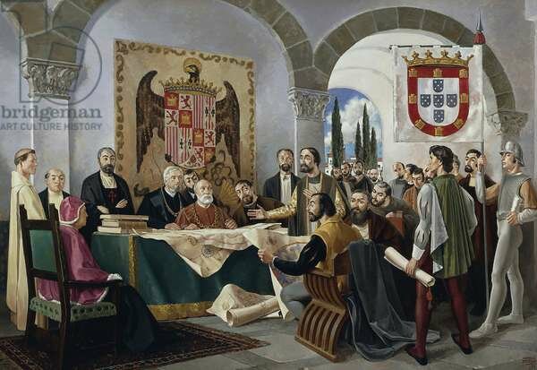 Spain and Portugal sign the Treaty of Tordesillas