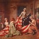 Betsy ross and assistants sew first flag
