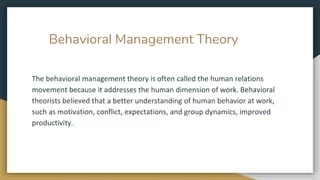 Behavioral Management Theory